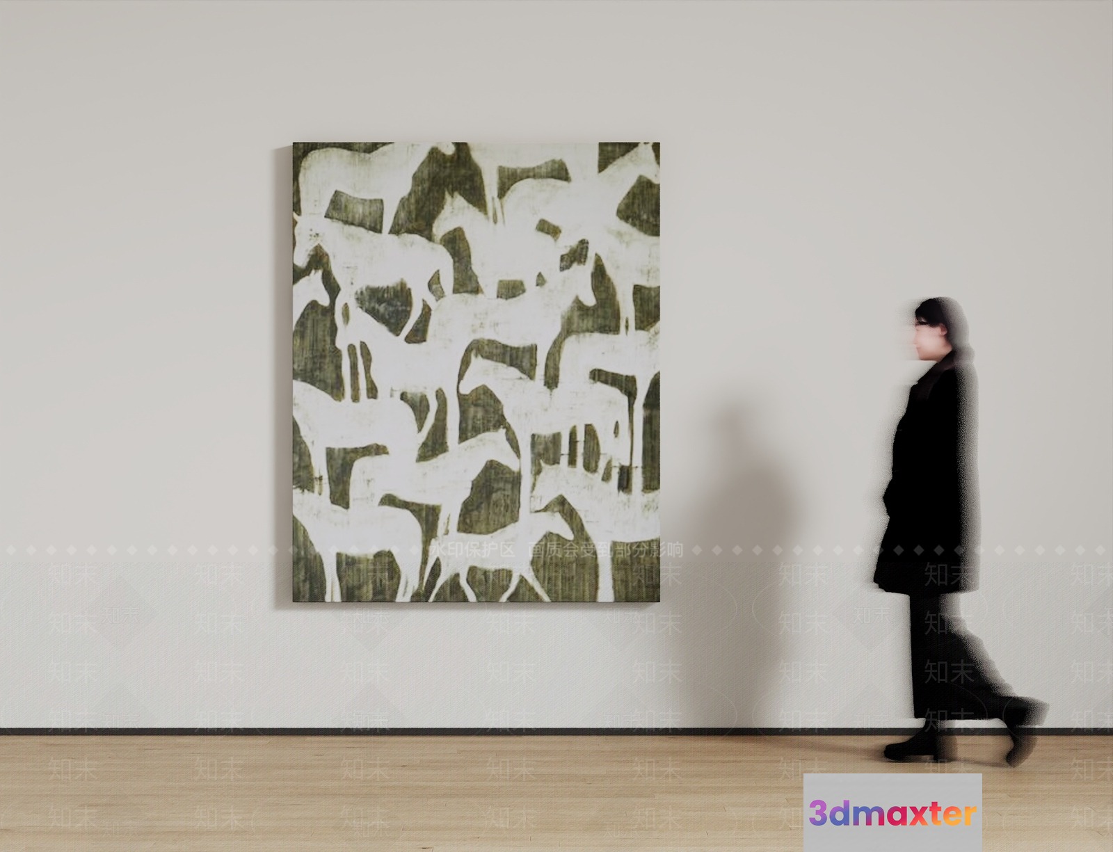 The Main Subject Is A Woman In A Black Coat And Boots Walking Past A 3D Model - 16401 - VRAY Render