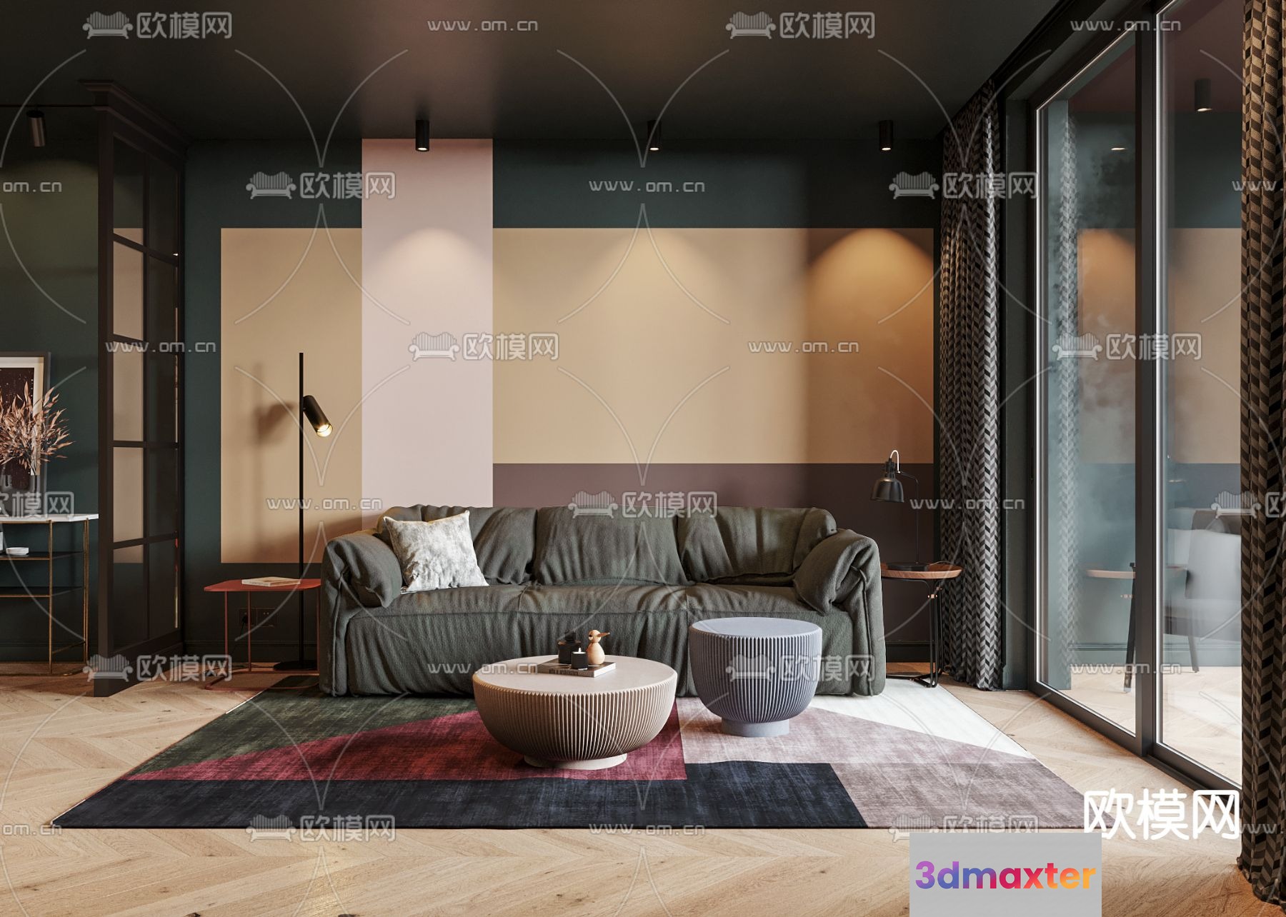 Modern Living Room 3D Model - 12416 - VRAY Render