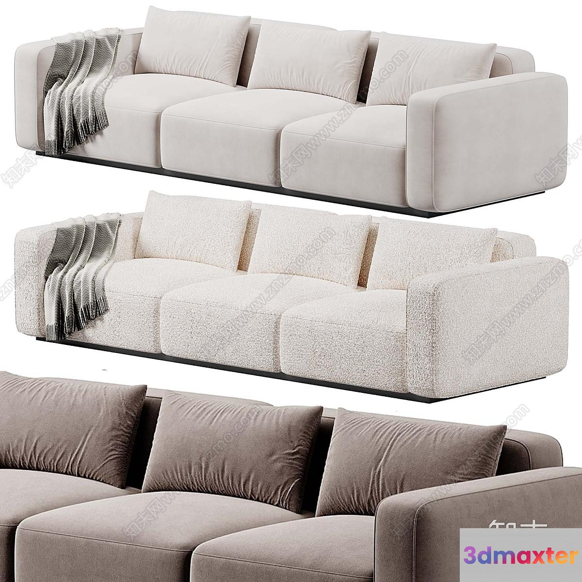 Modern Beige Sofa 3D Model - 3802 - VRAY Render