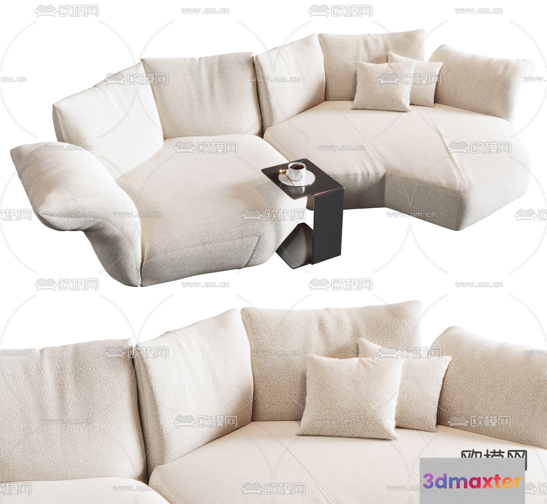 Modern Beige Couch 3D Model - 14668 - VRAY Render