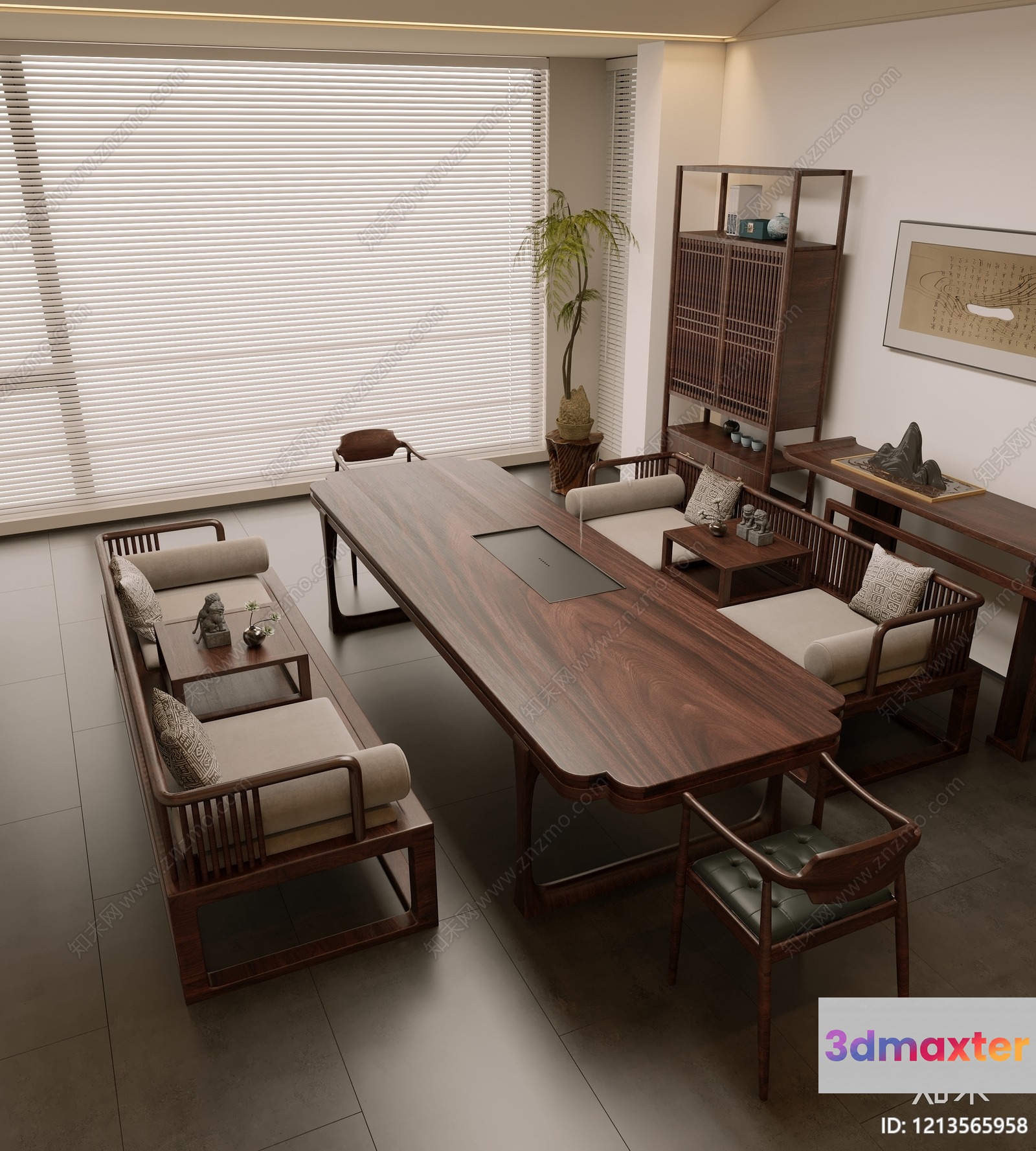 Modern Chinese-Style Furniture 3D Model - 6713 - VRAY Render