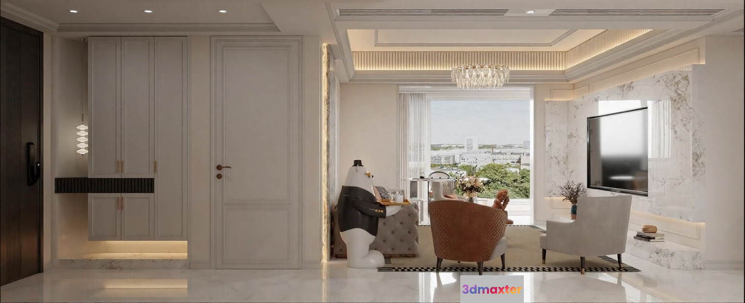 Modern Living Room 3D Model - 3538 - VRAY Render