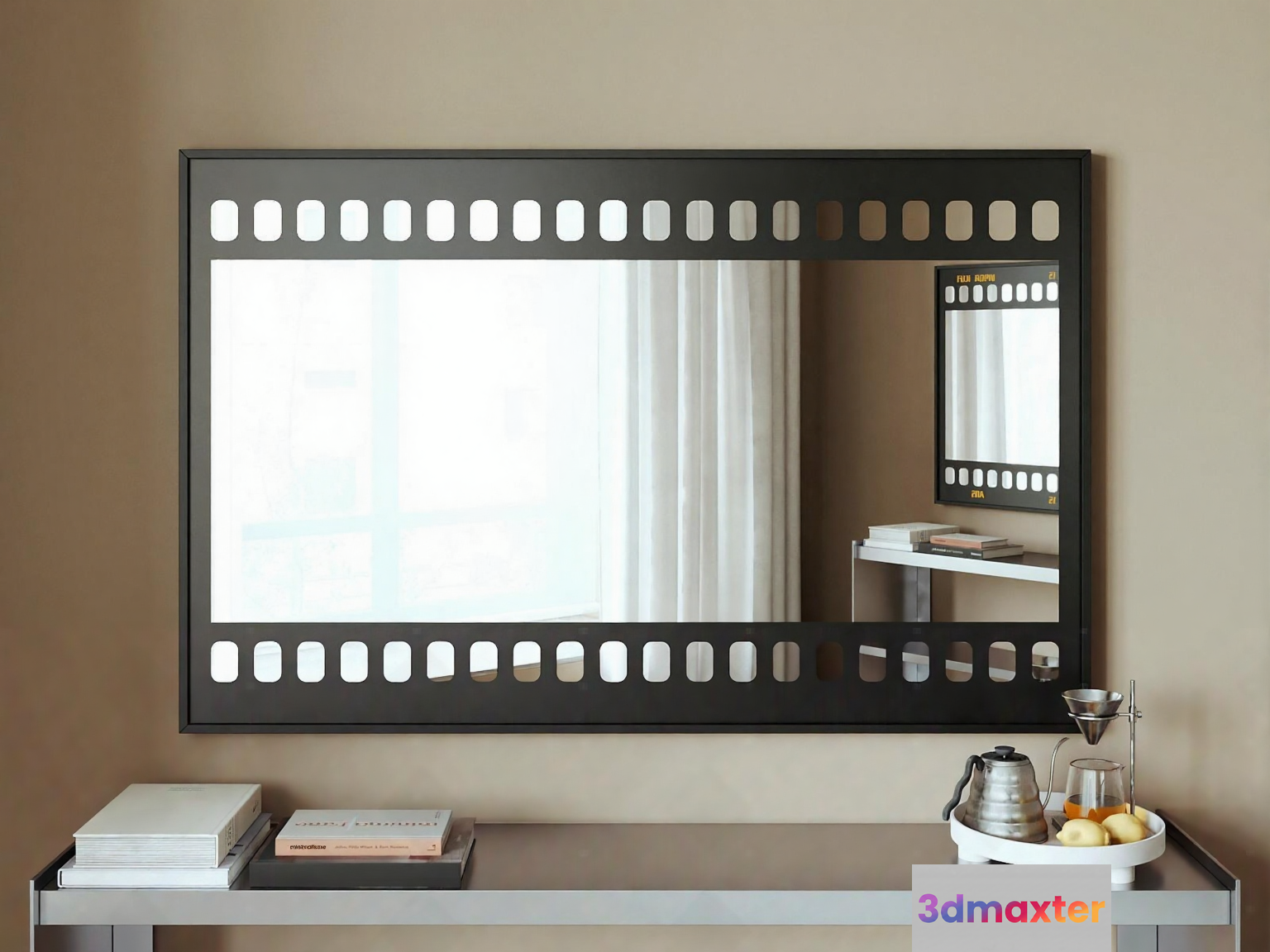 A Black Mirror With A Unique Design 3D Model - 20652 - VRAY Render