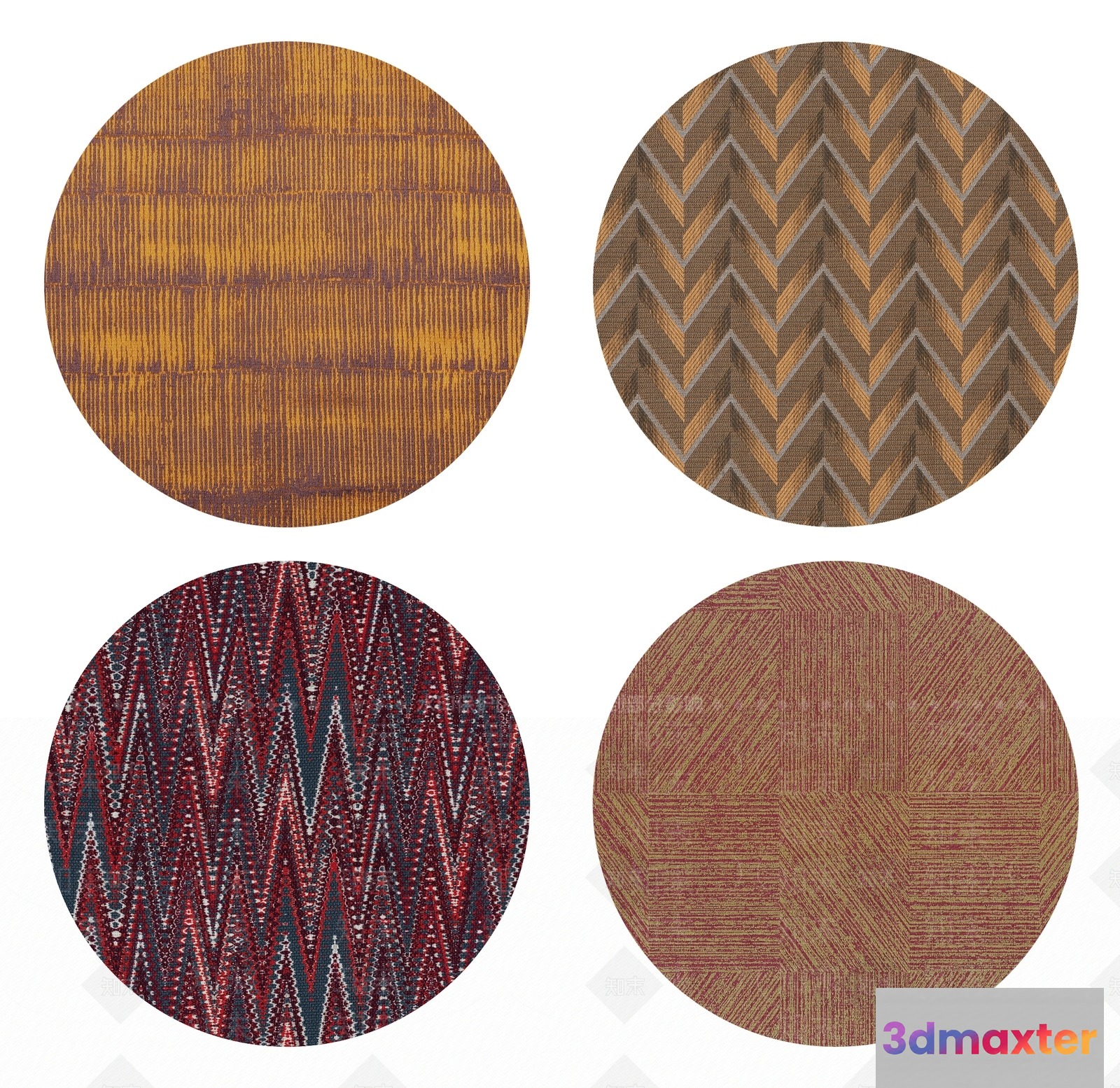 Four Circular Rugs 3D Model - 13348 - VRAY Render
