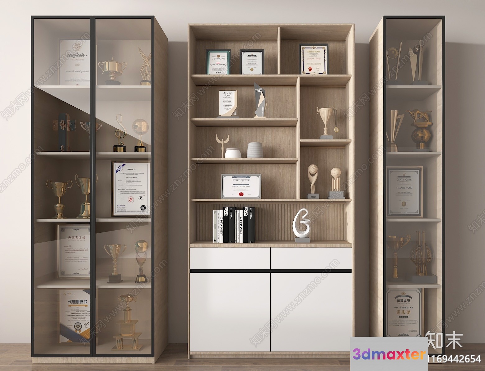 Wooden Trophy Display Case 3D Model - 10079 - VRAY Render