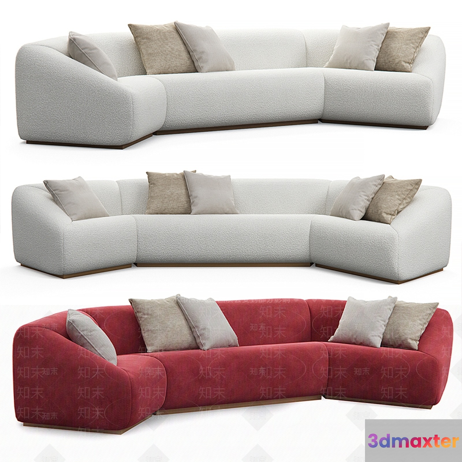 Modern L-Shaped Couches 3D Model - 18473 - VRAY Render