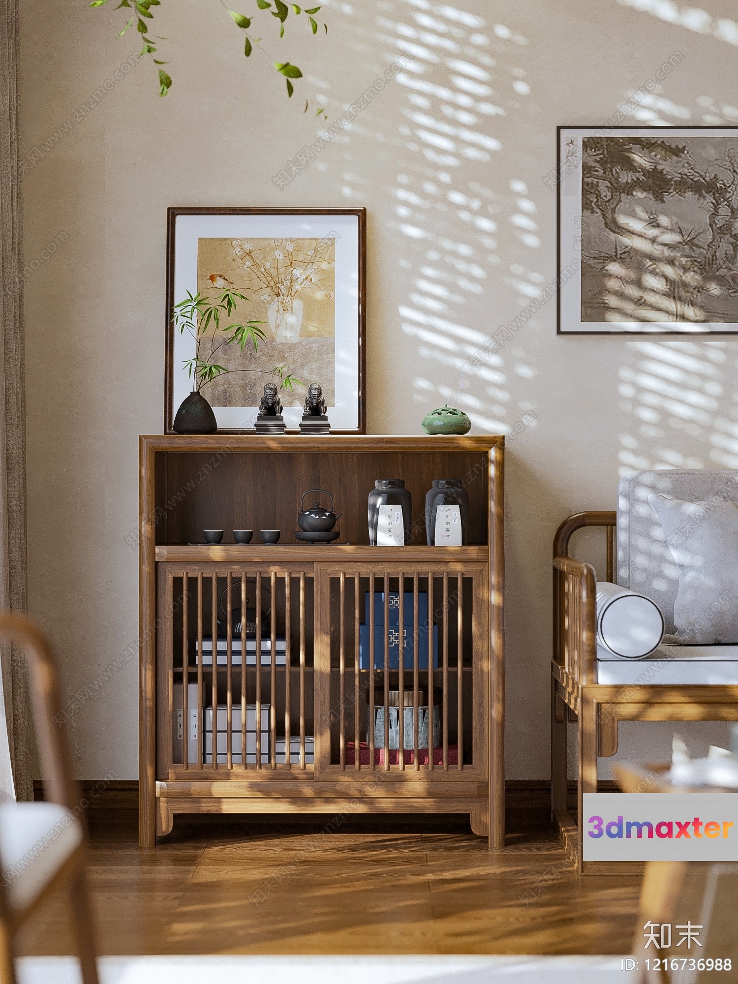 A Wooden Bookcase 3D Model - 18074 - VRAY Render