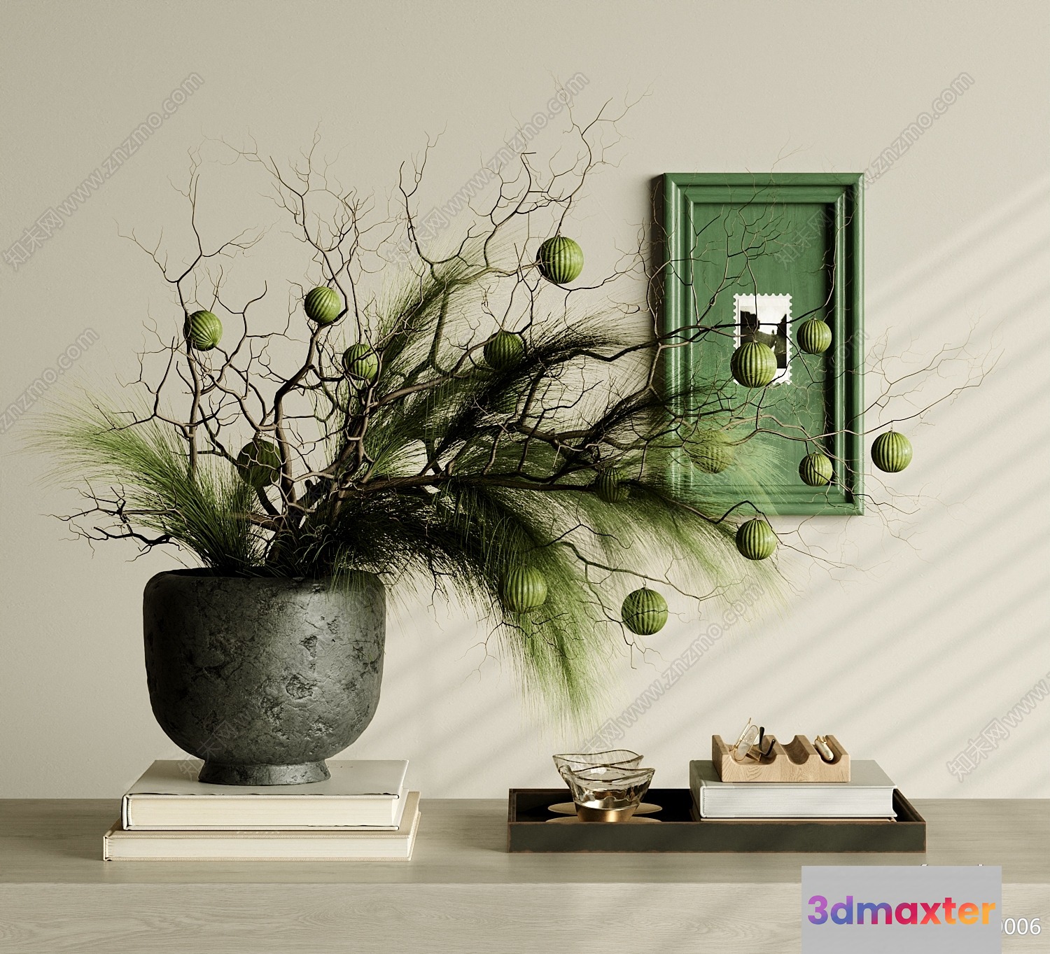 Modern Green Decor 3D Model - 17366 - VRAY Render
