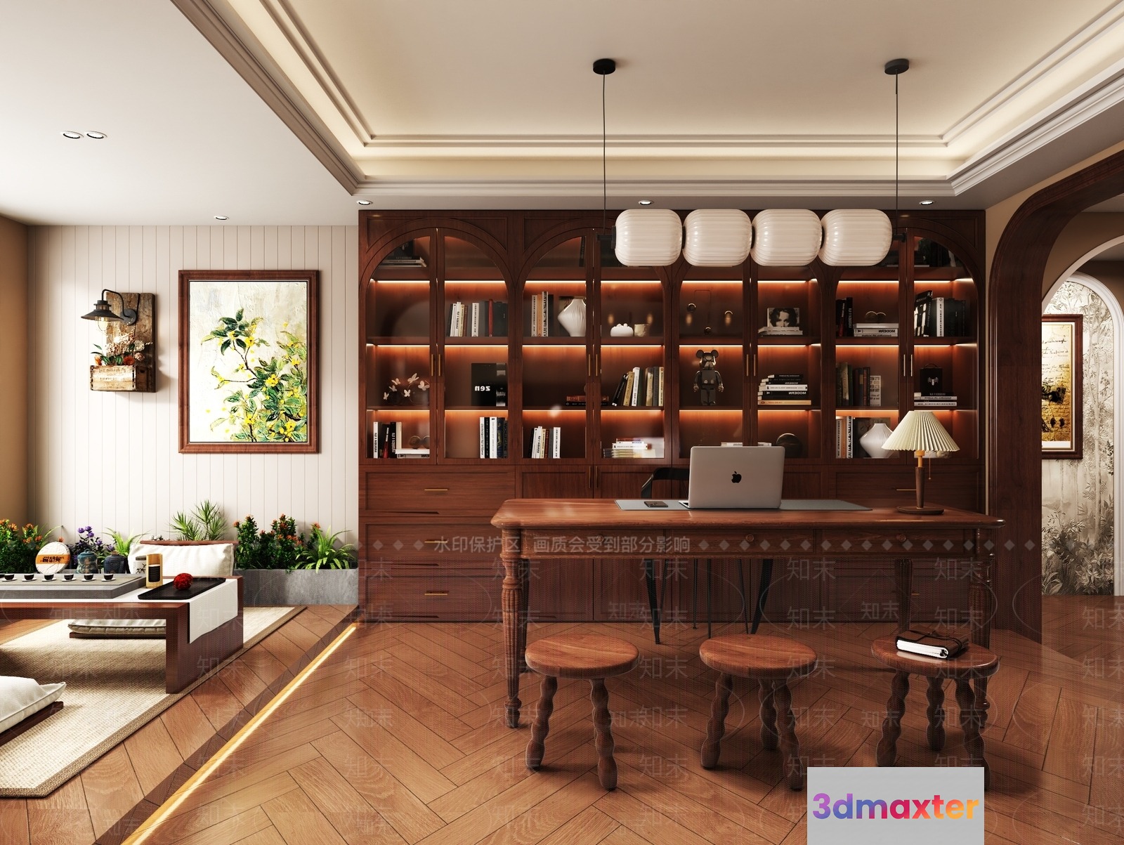 A Modern Home Office 3D Model - 2360 - VRAY Render
