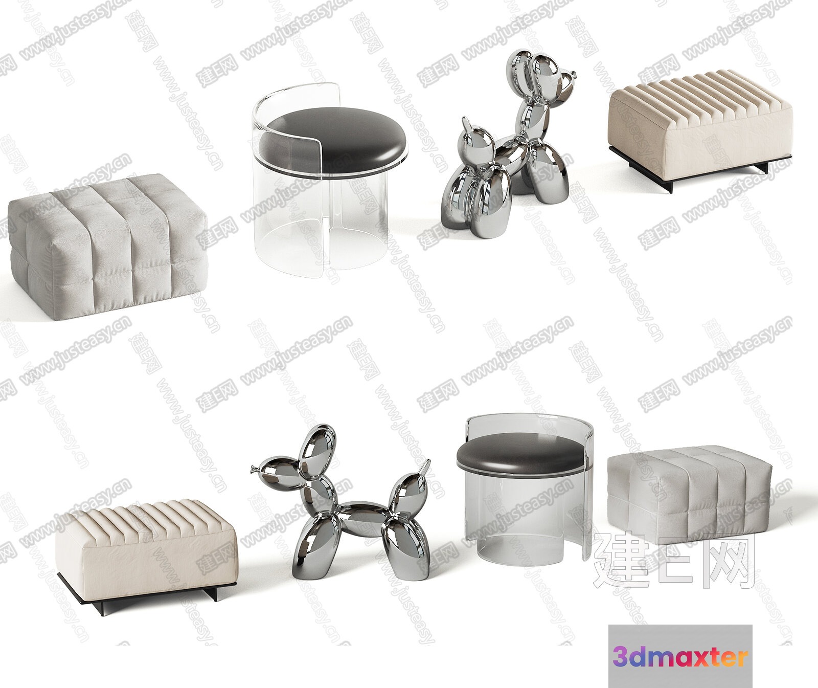Modern Neutral-Colored Furniture 3D Model - 2491 - CORONA Render