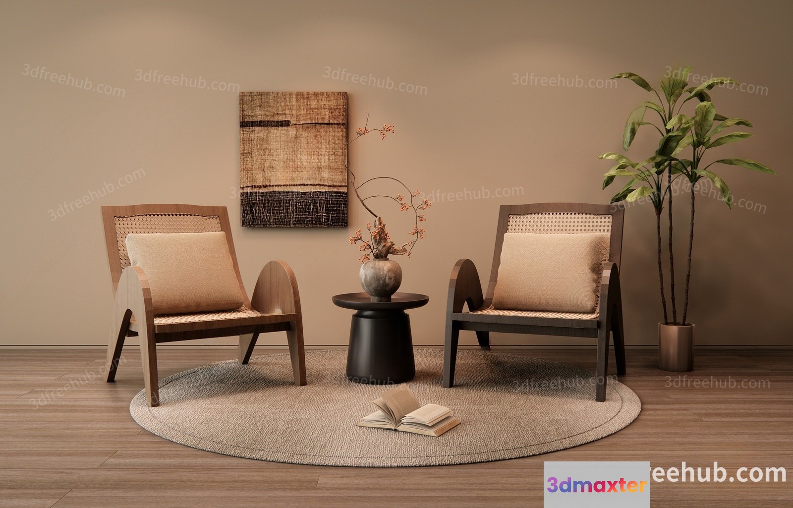 Modern Living Room 3D Model - 19330 - VRAY Render