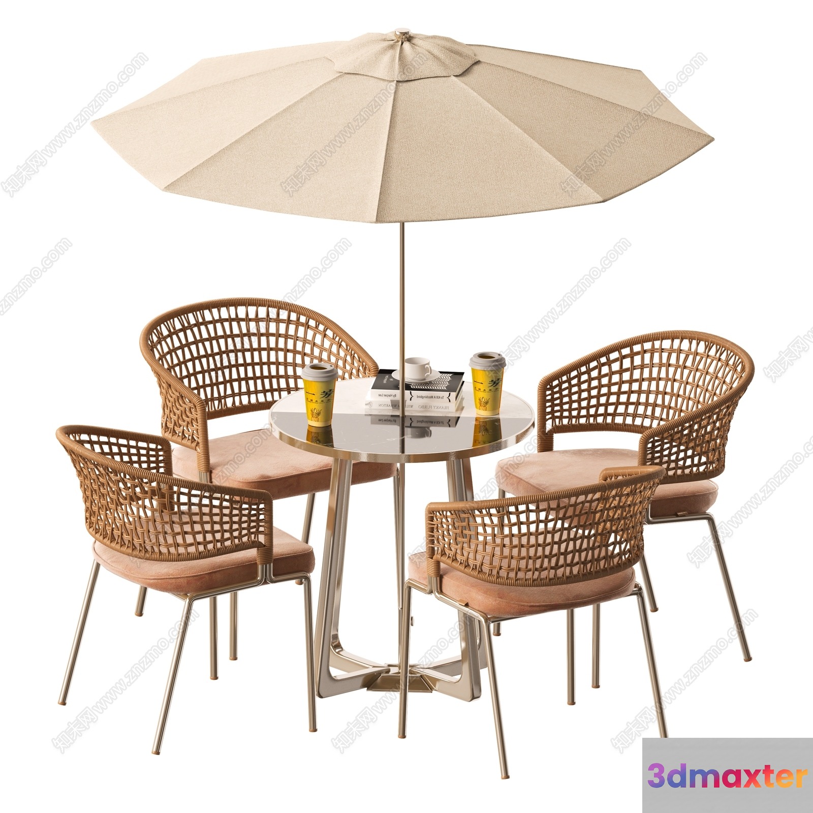Outdoor Table And Chairs 3D Model - 8792 - VRAY Render