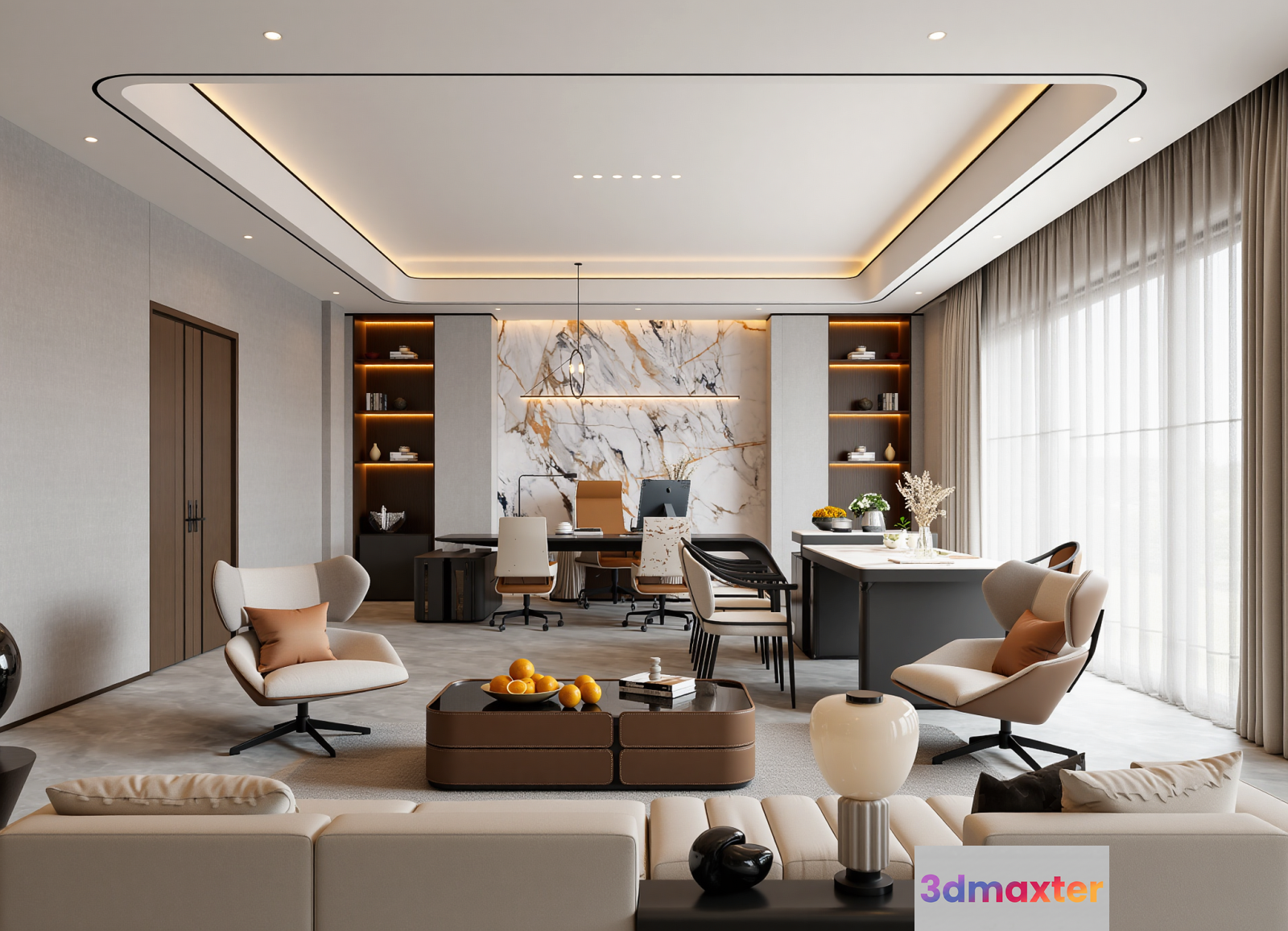Modern Office Space 3D Model - 13207 - VRAY Render