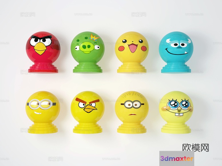 Angry Birds Figurines 3D Model - 6404 - VRAY Render