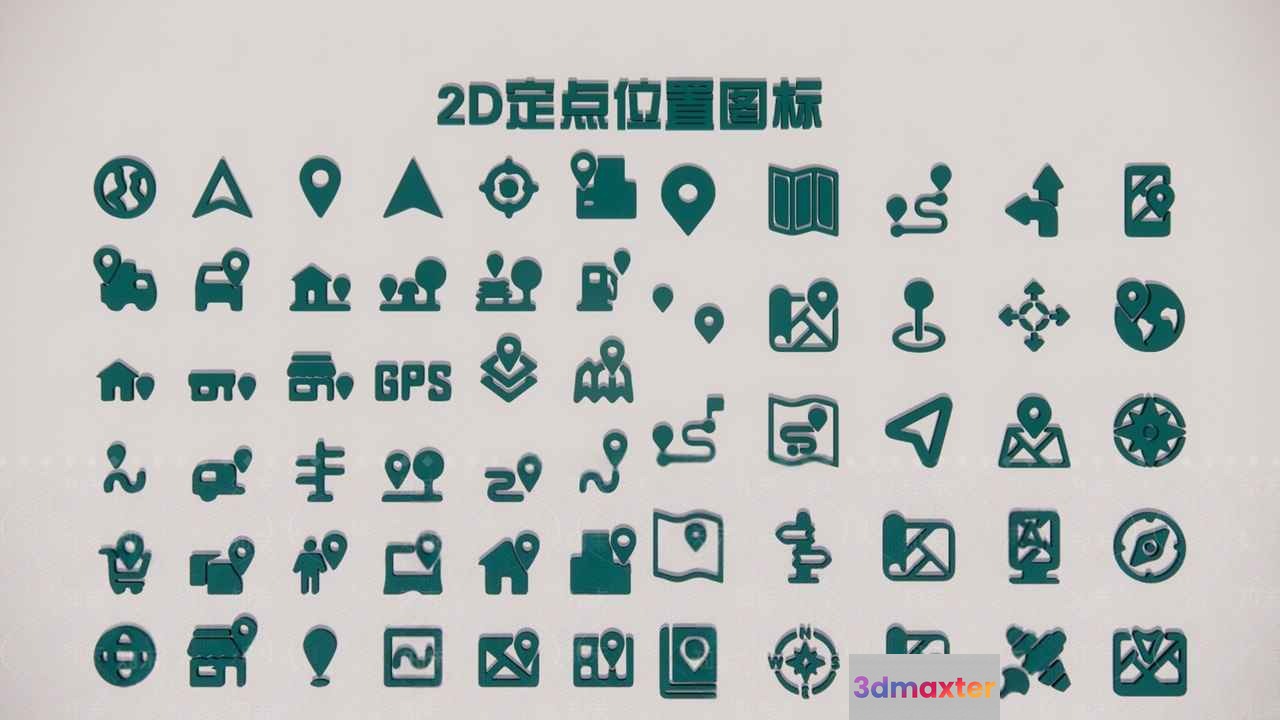 The Main Subject Is A Collection Of 2D Icons 3D Model - 8767 - VRAY Render