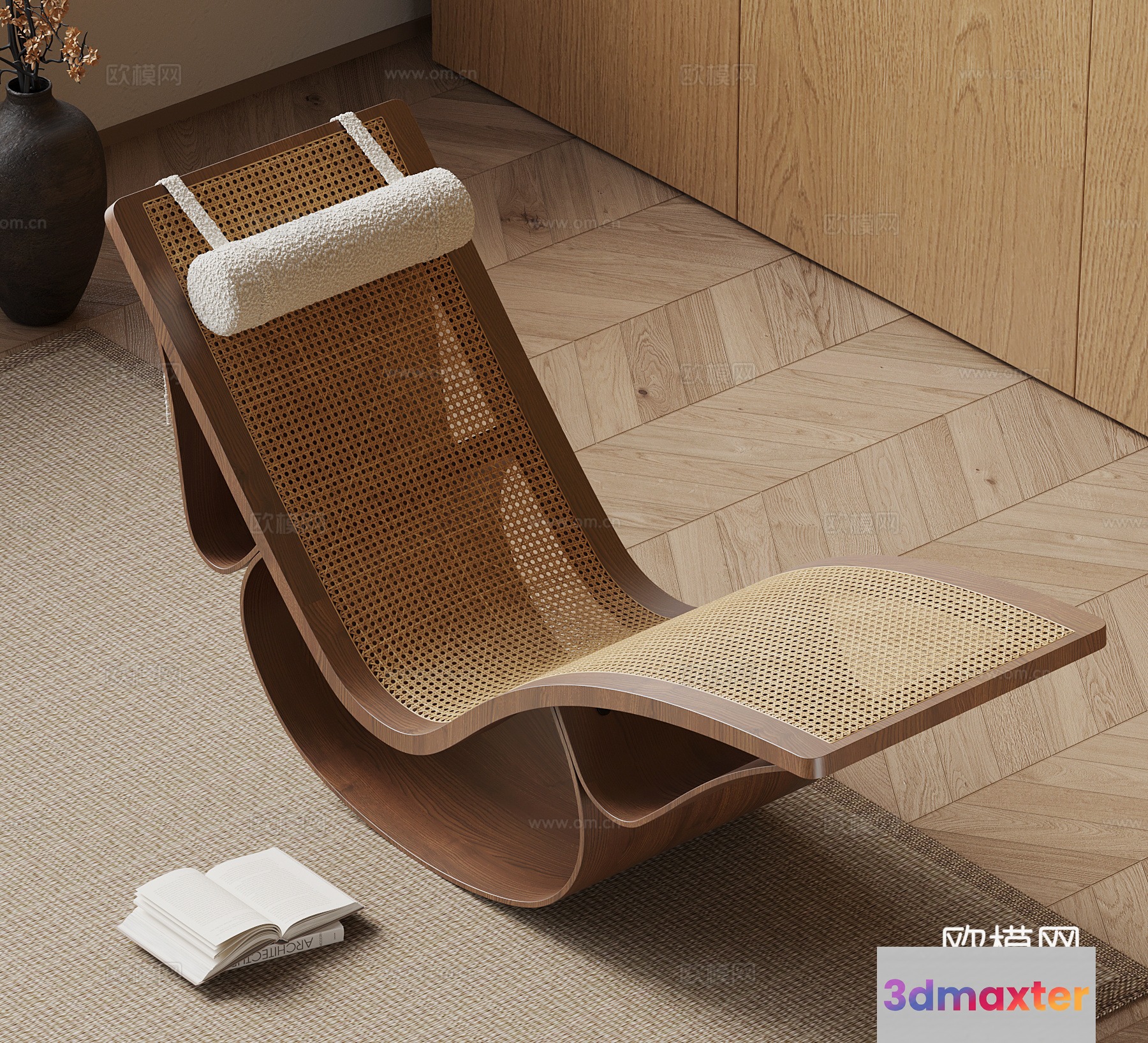 A Wooden And Rattan Chair 3D Model - 14885 - VRAY Render