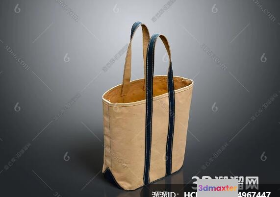 The Main Subject In This Image Is A Beige Tote Bag With Blue Handles 3D Model - 17929 - VRAY Render