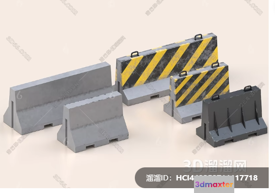 Concrete Barriers 3D Model - 3607 - VRAY Render