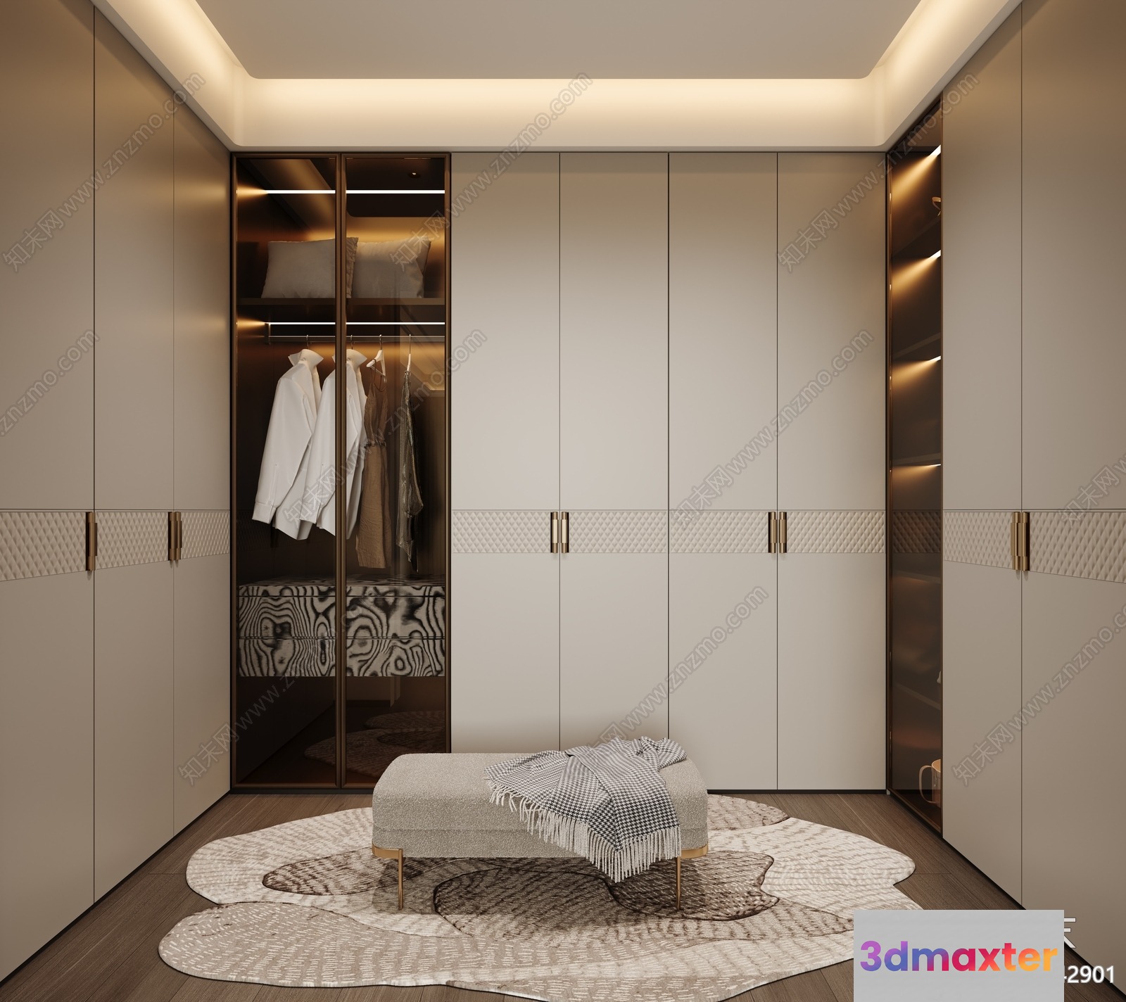 Modern Walk-In Closet 3D Model - 18095 - VRAY Render
