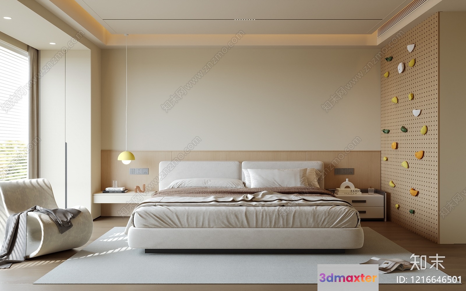 Modern Minimalist Bedroom 3D Model - 15280 - VRAY Render