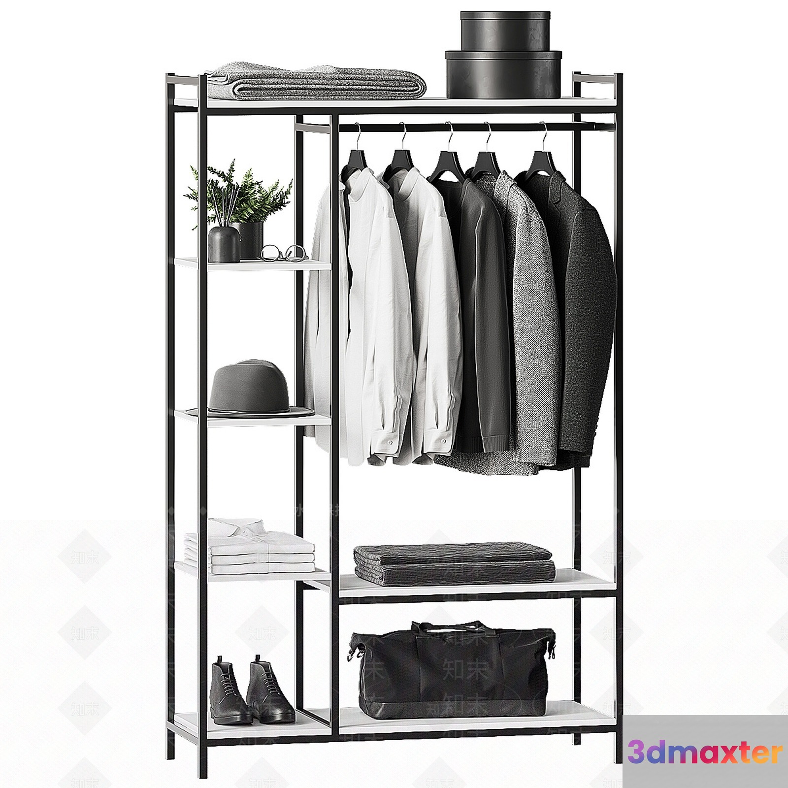 A Black And White Closet 3D Model - 2340 - VRAY Render
