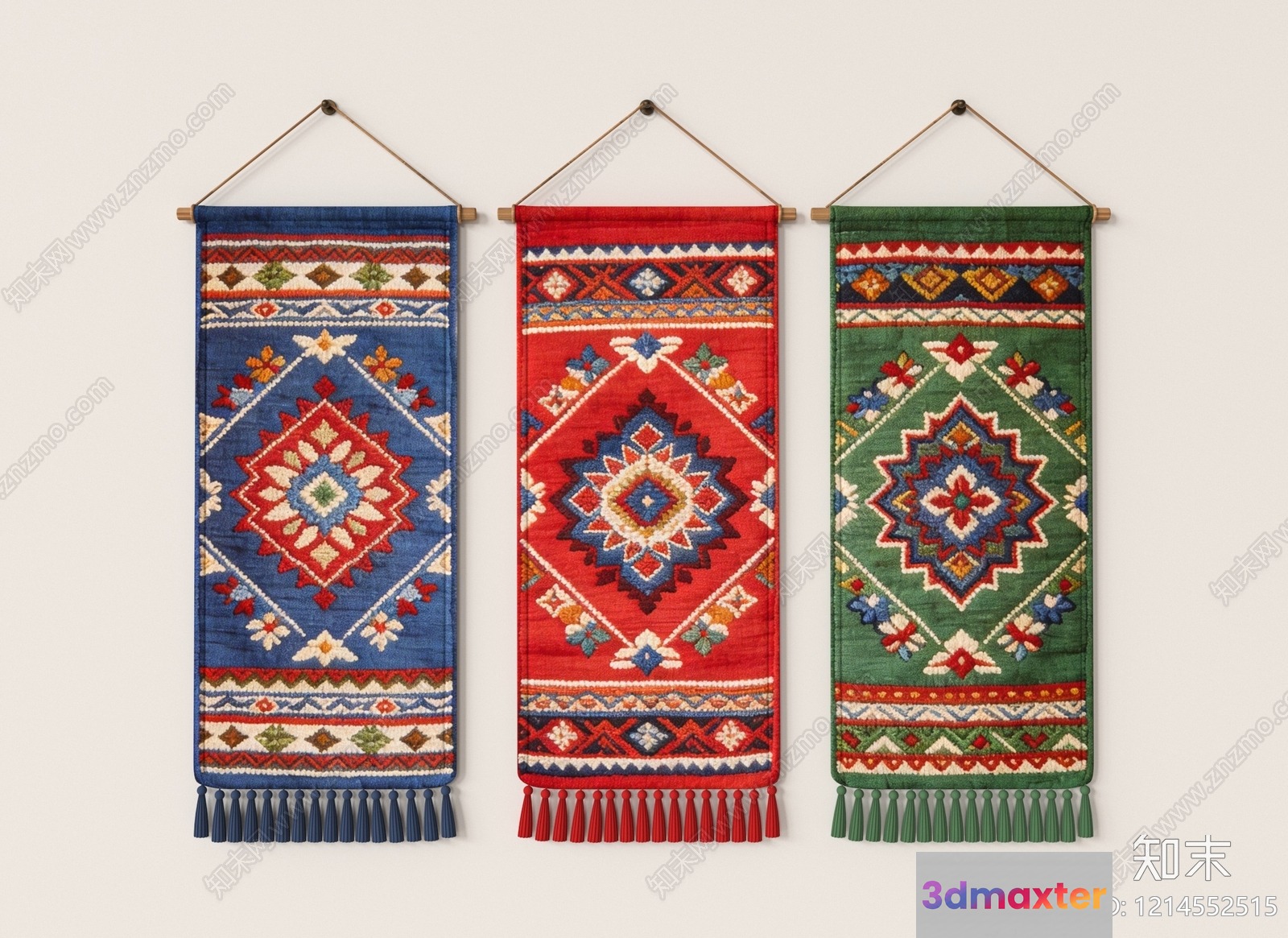 Three Colorful Tapestries 3D Model - 10759 - VRAY Render