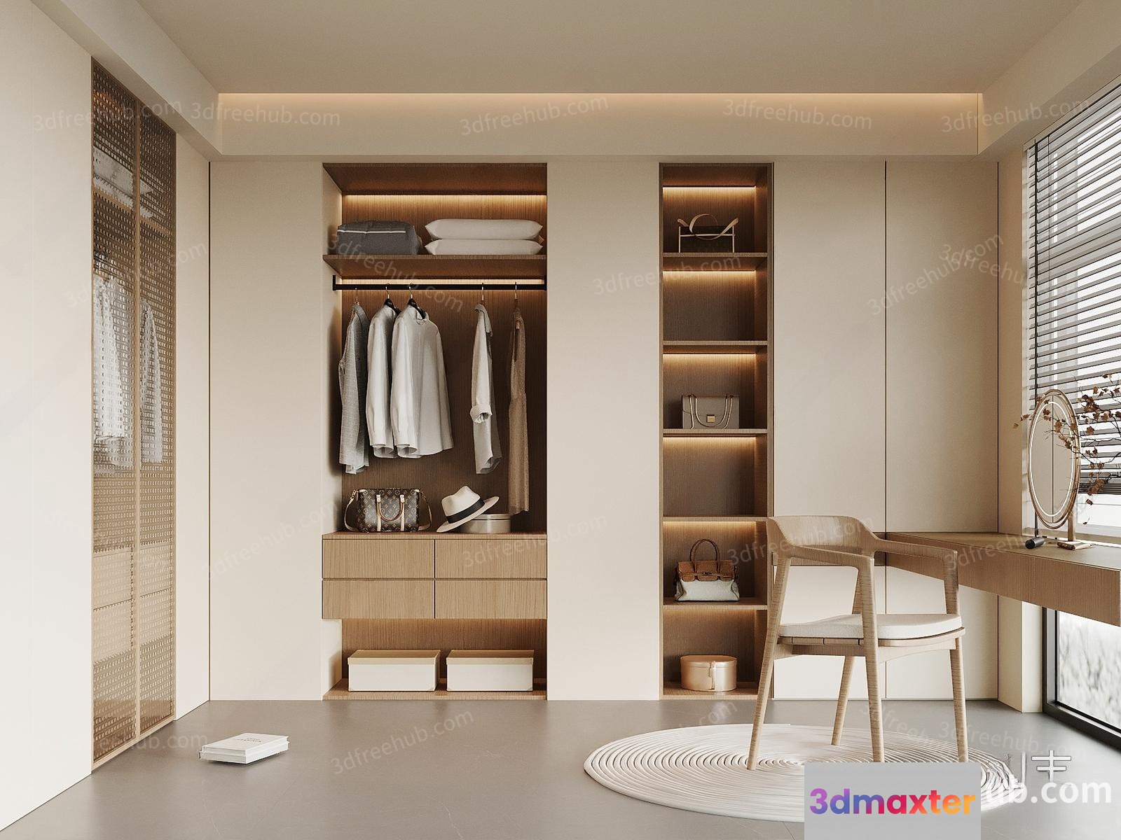 Modern Minimalist Closet 3D Model - 20185 - VRAY Render