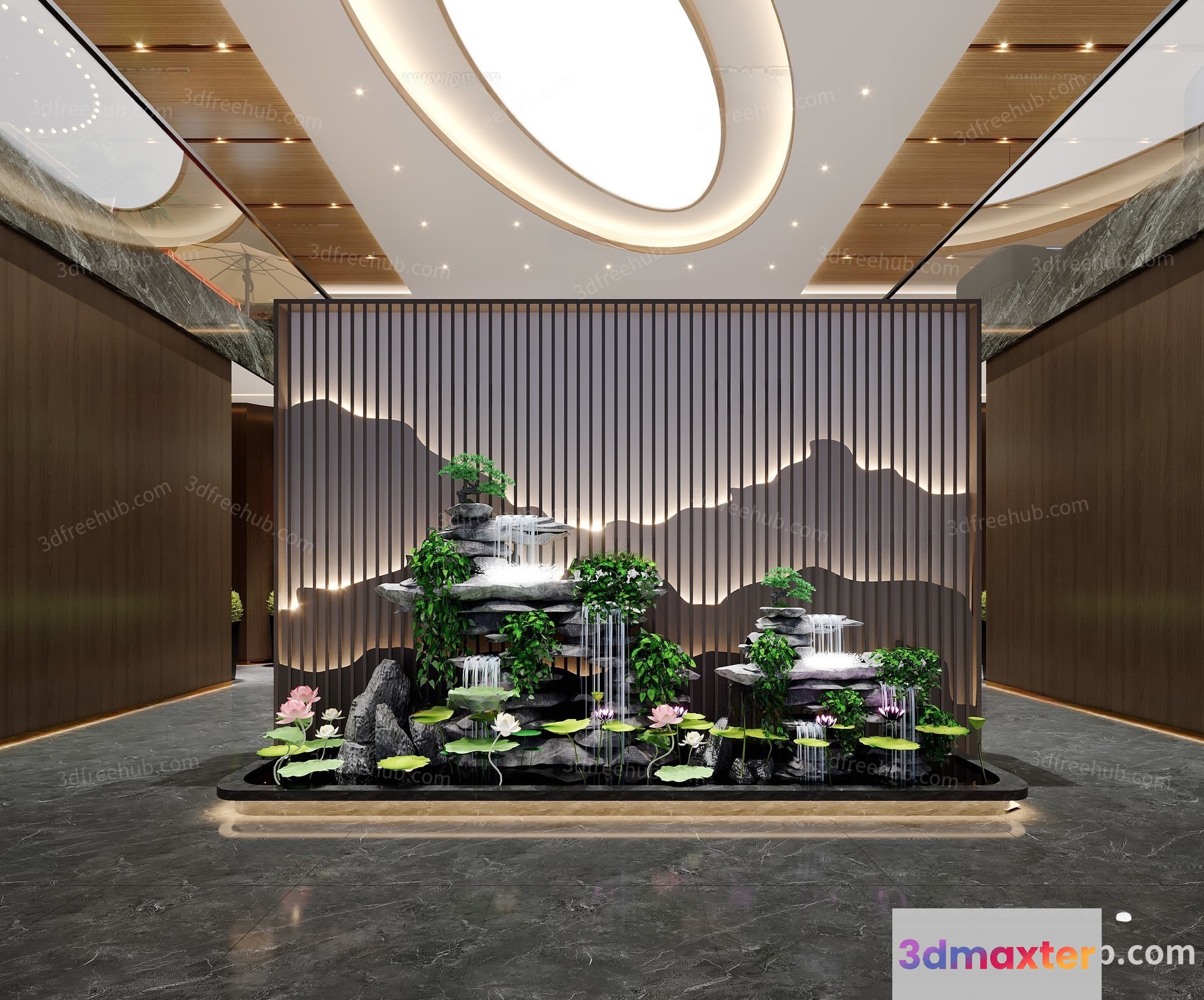 A Modern Fountain Display 3D Model - 19985 - VRAY Render