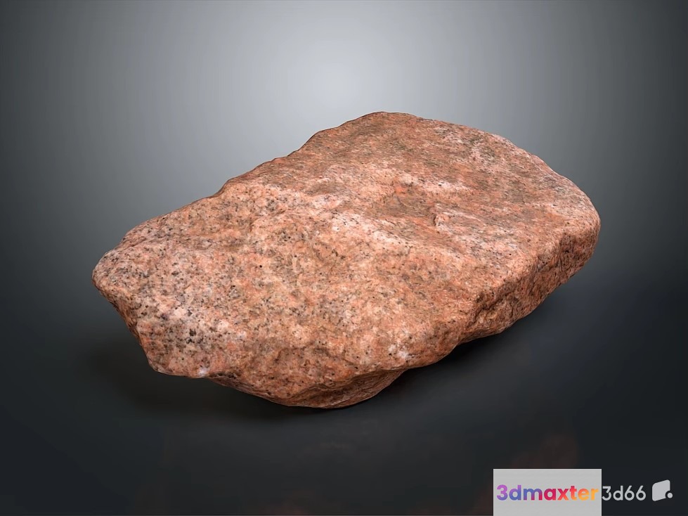 A Single Rough-Textured Rock 3D Model - 20973 - VRAY Render