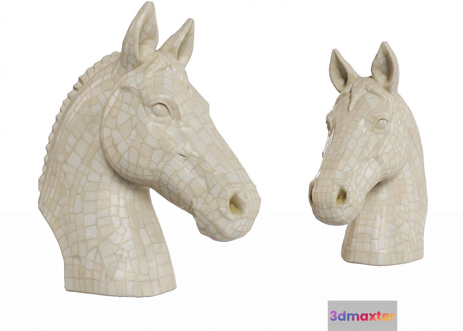 Two Horse Heads 3D Model - 23534 - VRAY Render