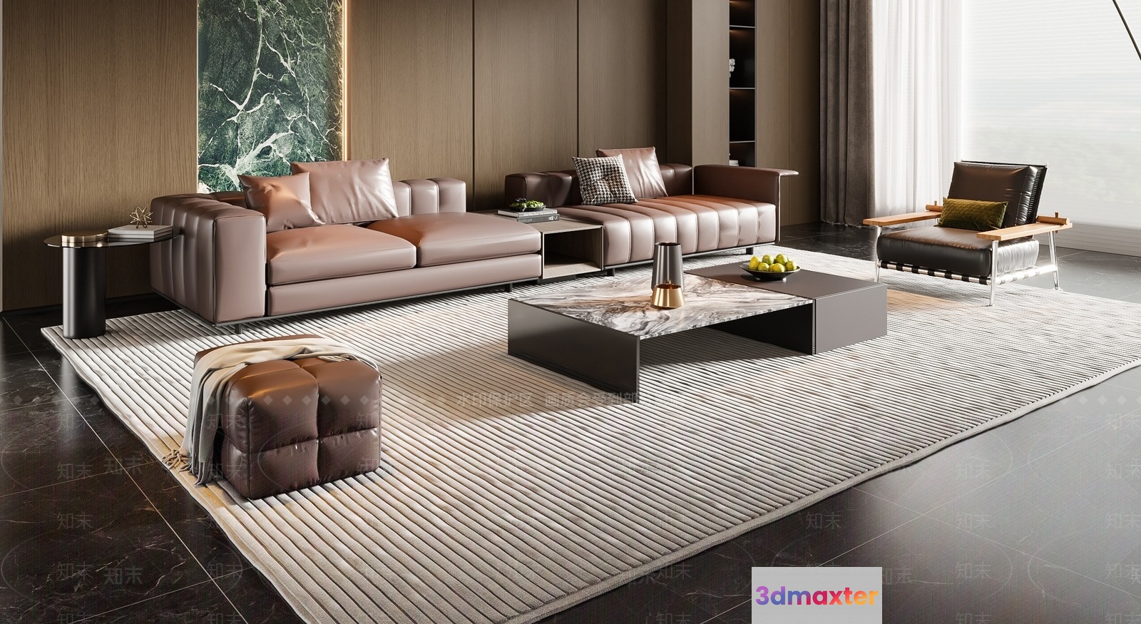 Modern Living Room 3D Model - 1659 - VRAY Render