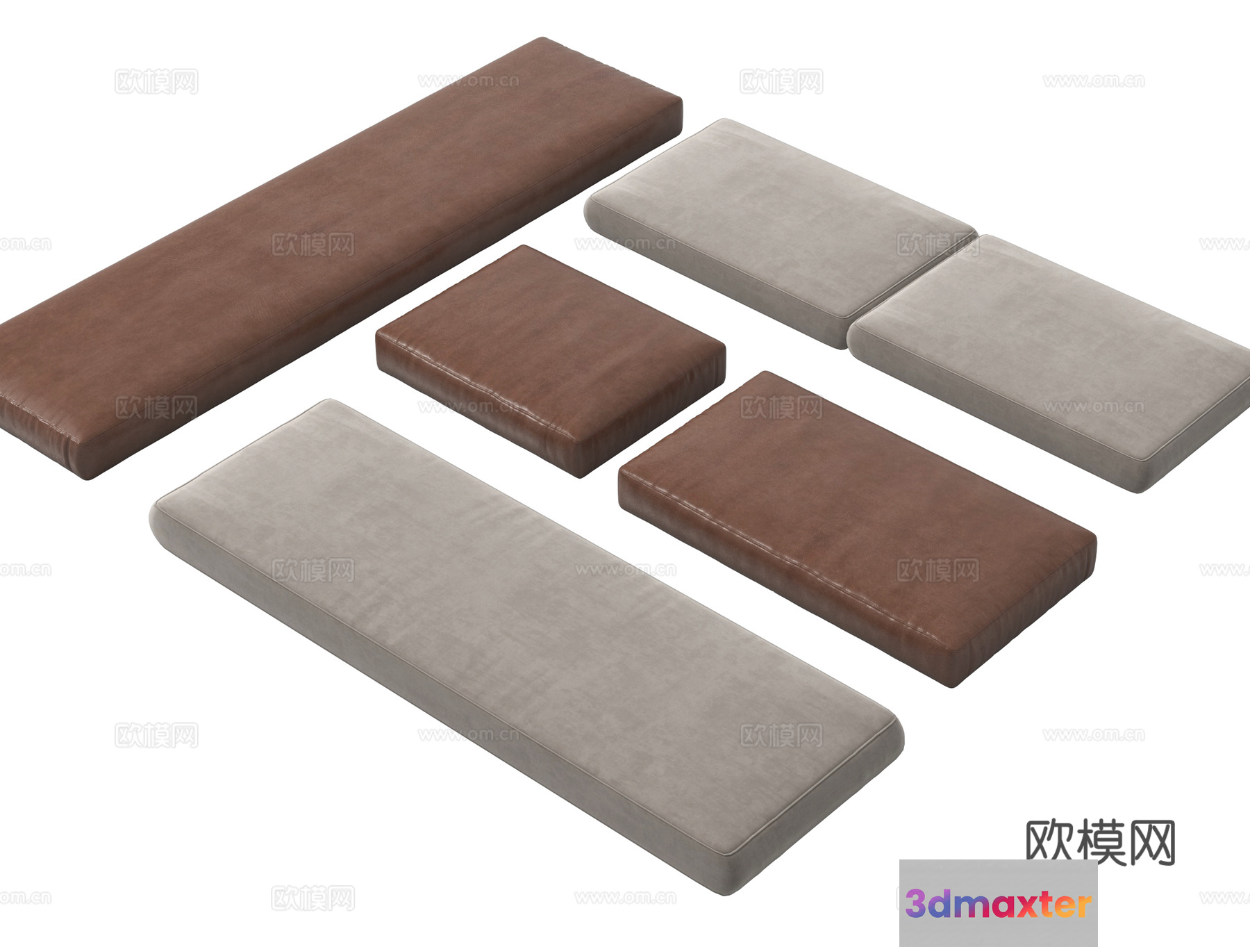 A Brown And Gray Couch 3D Model - 1264 - VRAY Render