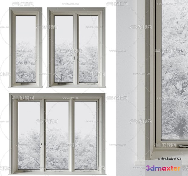 White Window Frames 3D Model - 6099 - VRAY Render