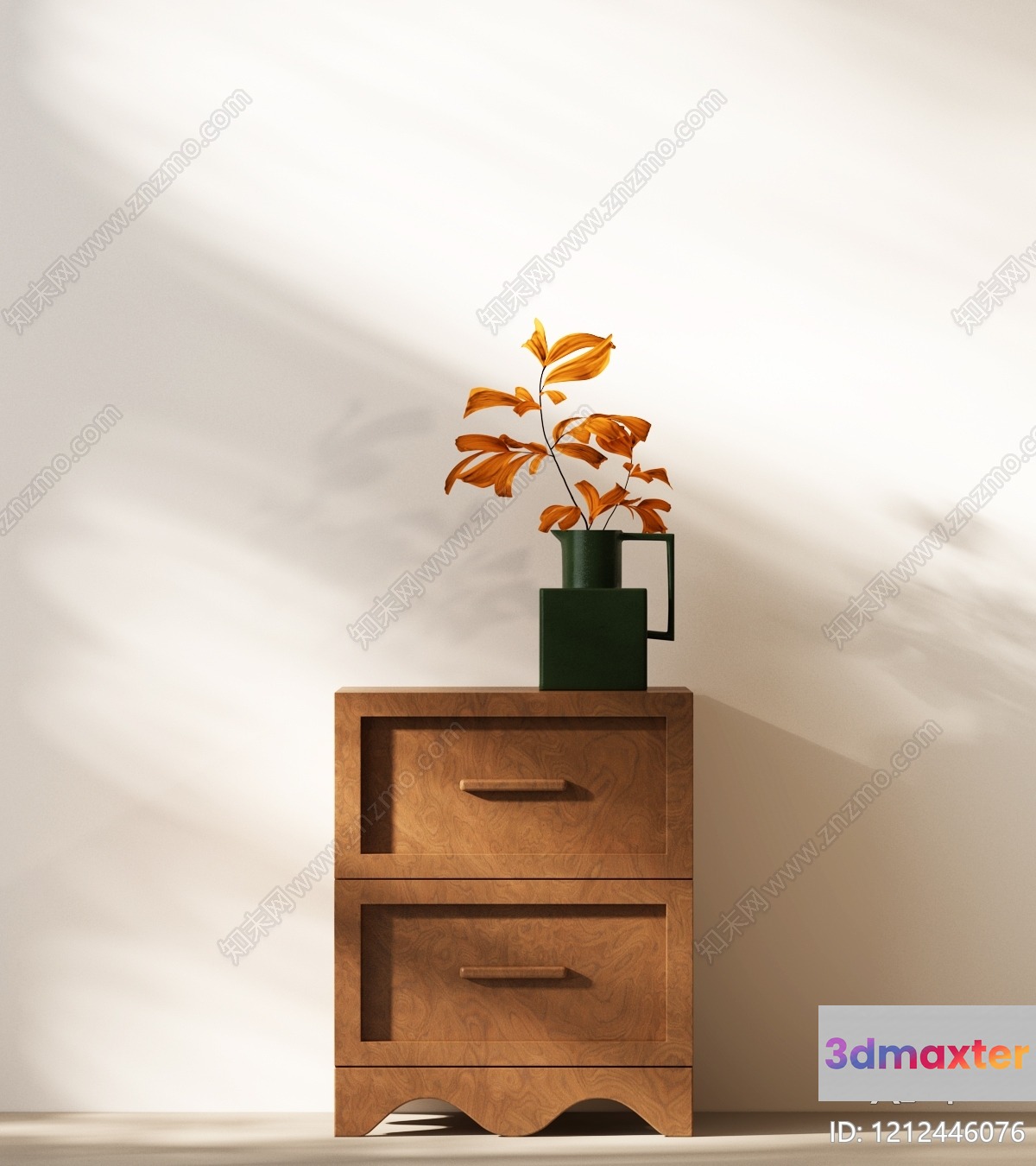 Wooden Dresser With Vase 3D Model - 1696 - VRAY Render