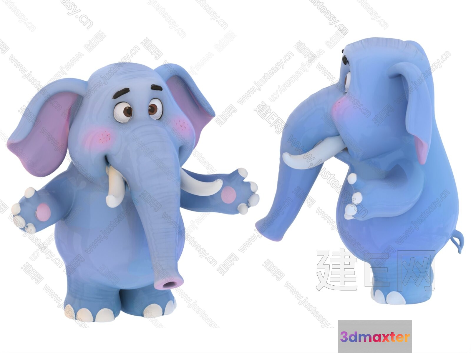 A Cartoon Elephant 3D Model - 1243 - VRAY Render