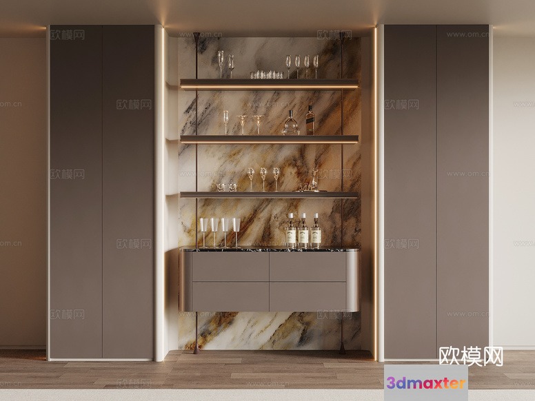 Modern Bar Area 3D Model - 5391 - VRAY Render