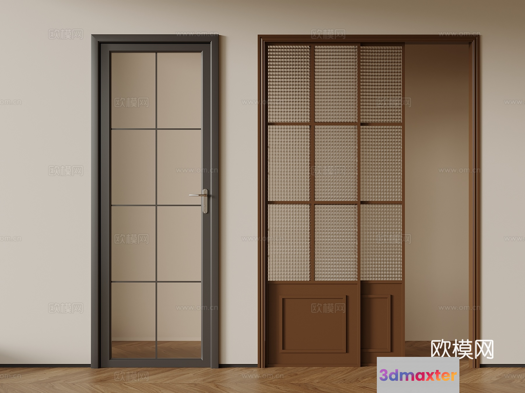 Modern Glass Door 3D Model - 9003 - VRAY Render