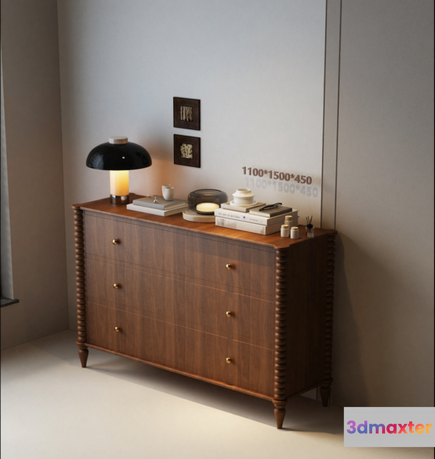 Mid-Century Dresser 3D Model - 6049 - VRAY Render