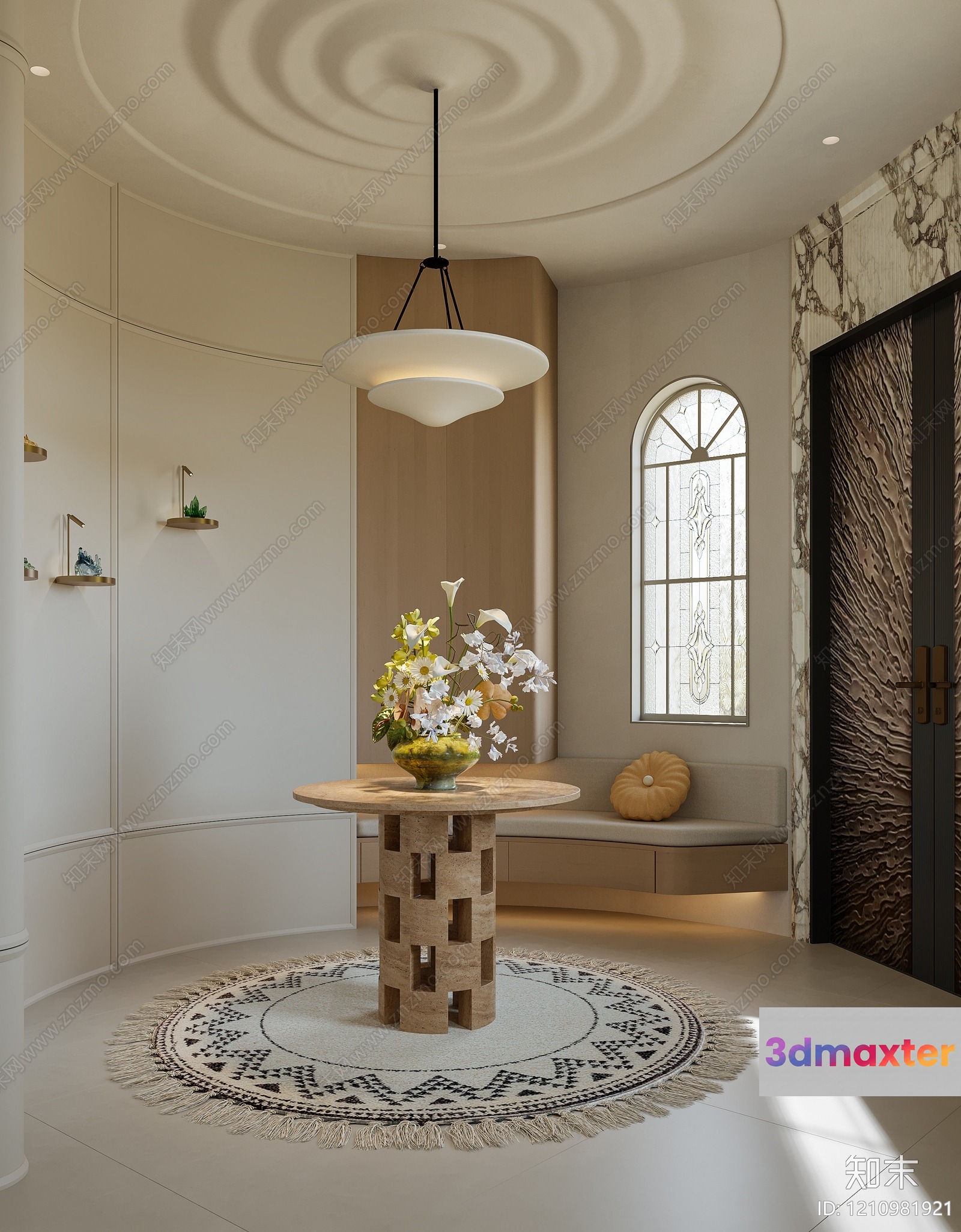 Cozy Entryway With Round Table 3D Model - 8952 - VRAY Render