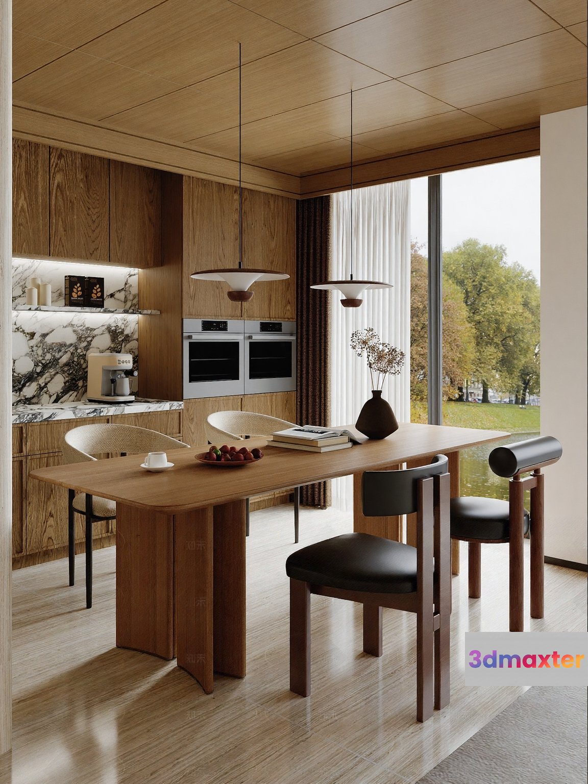 Wooden Dining Table 3D Model - 5203 - VRAY Render