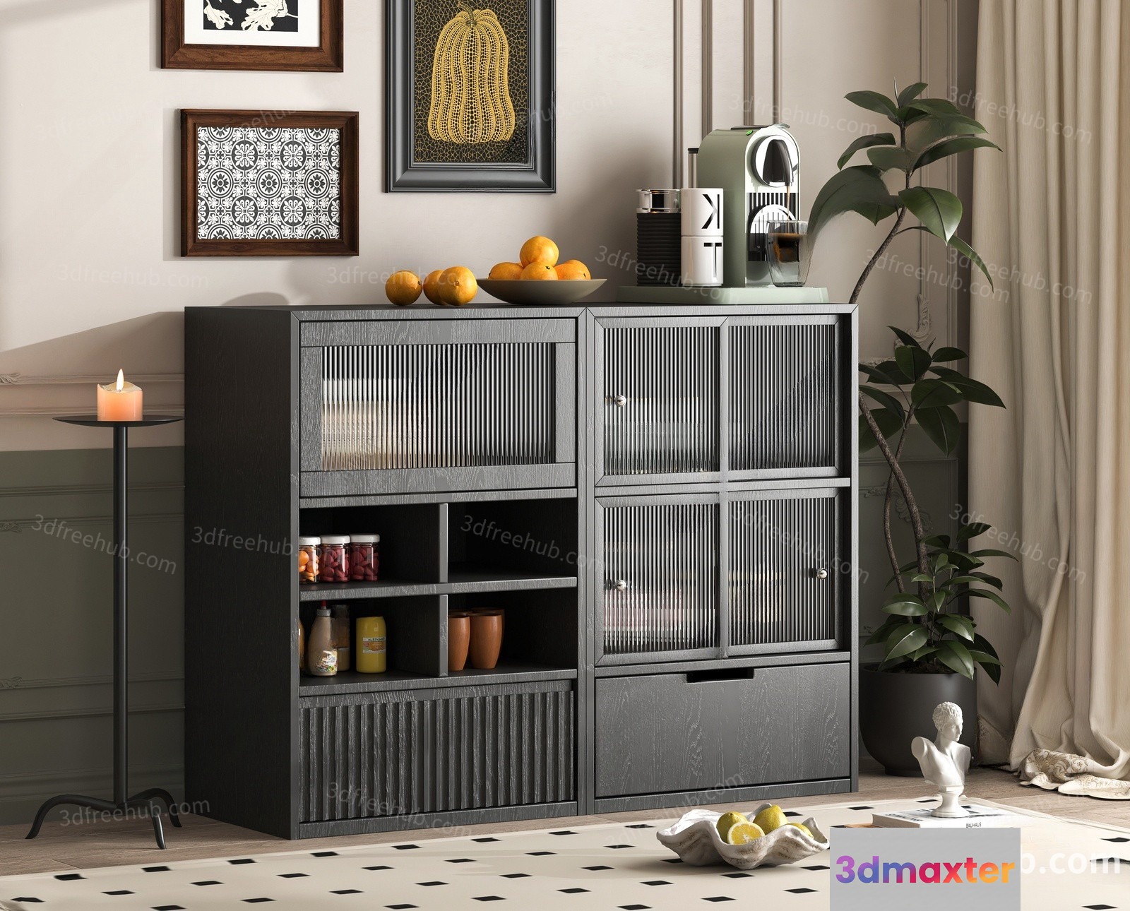 Modern Gray Furniture 3D Model - 20178 - VRAY Render