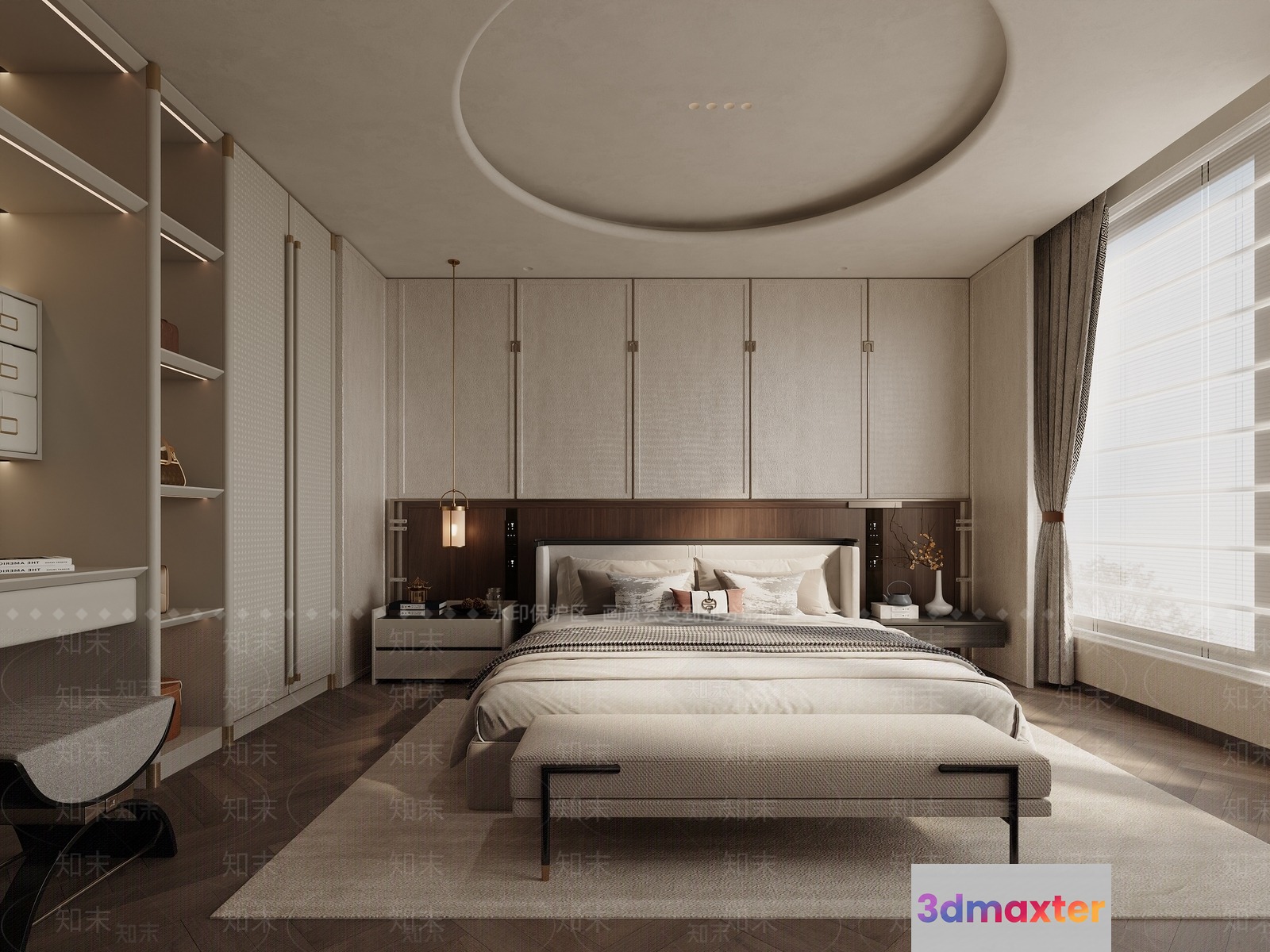 Modern Minimalist Bedroom 3D Model - 10486 - VRAY Render