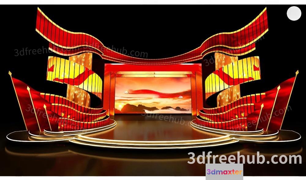 A 3D Stage Design Showcasing A Vibrant And Dynamic 3D Model - 22913 - VRAY Render