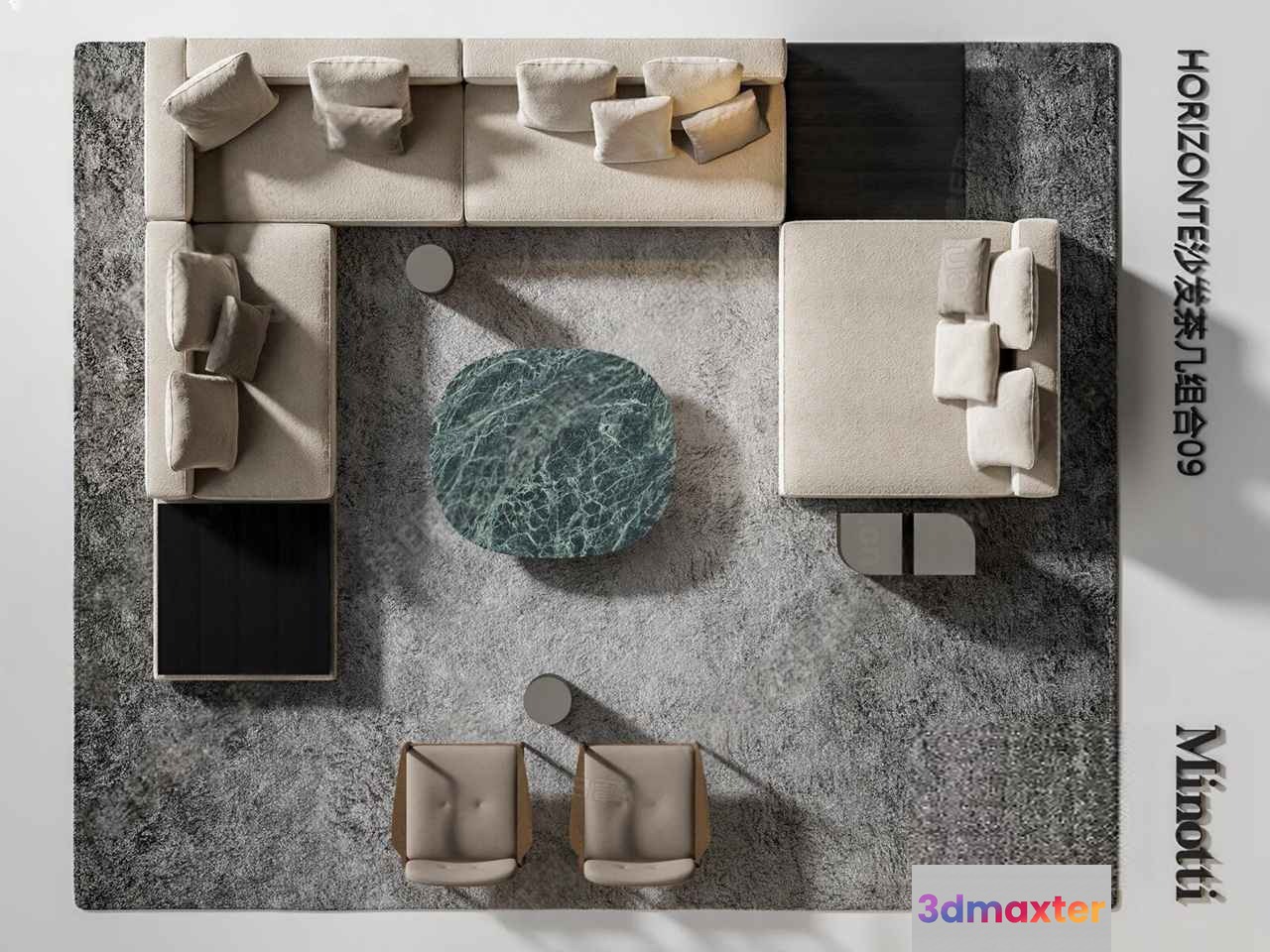 Modern Living Room 3D Model - 1206 - VRAY Render