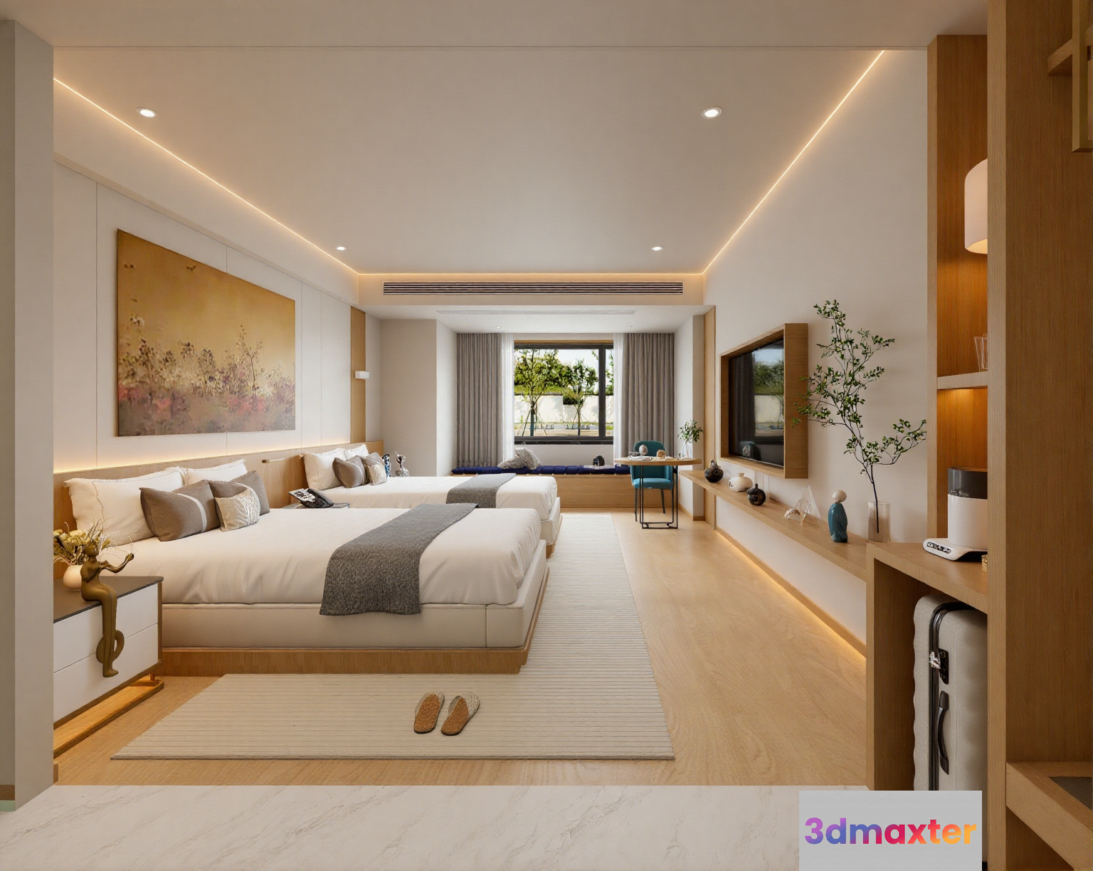 Modern Hotel Room 3D Model - 4717 - VRAY Render