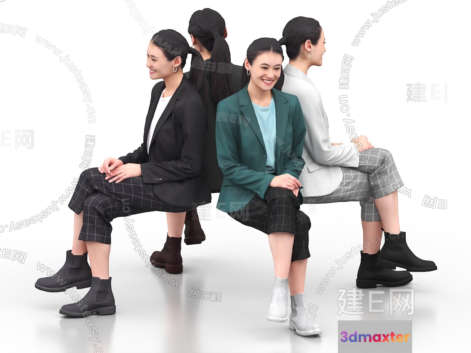 A Young Woman In Different Outfits Showcasing Her Various Styles 3D Model - 9773 - VRAY Render