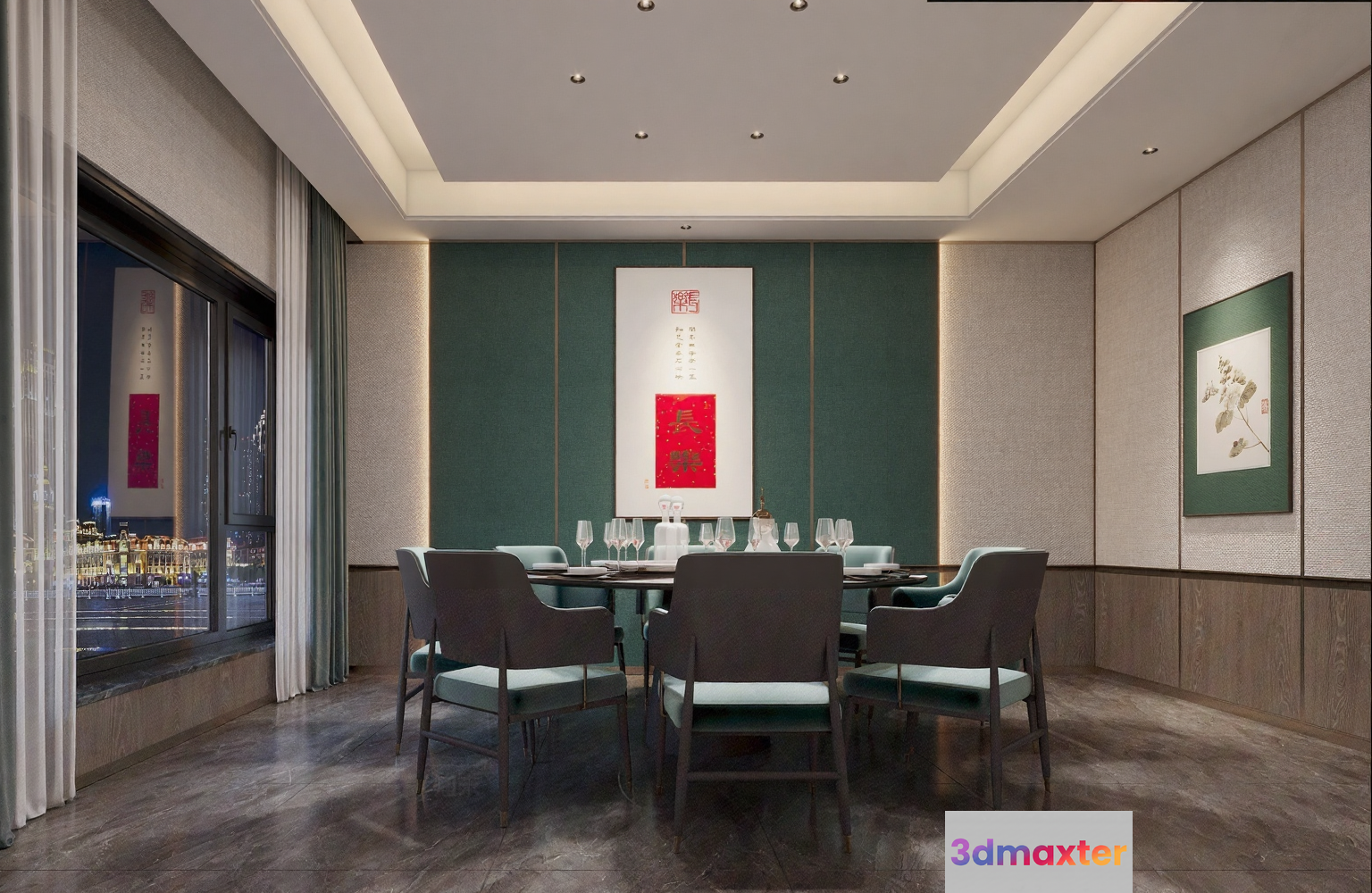 Modern Dining Room 3D Model - 9592 - CORONA Render