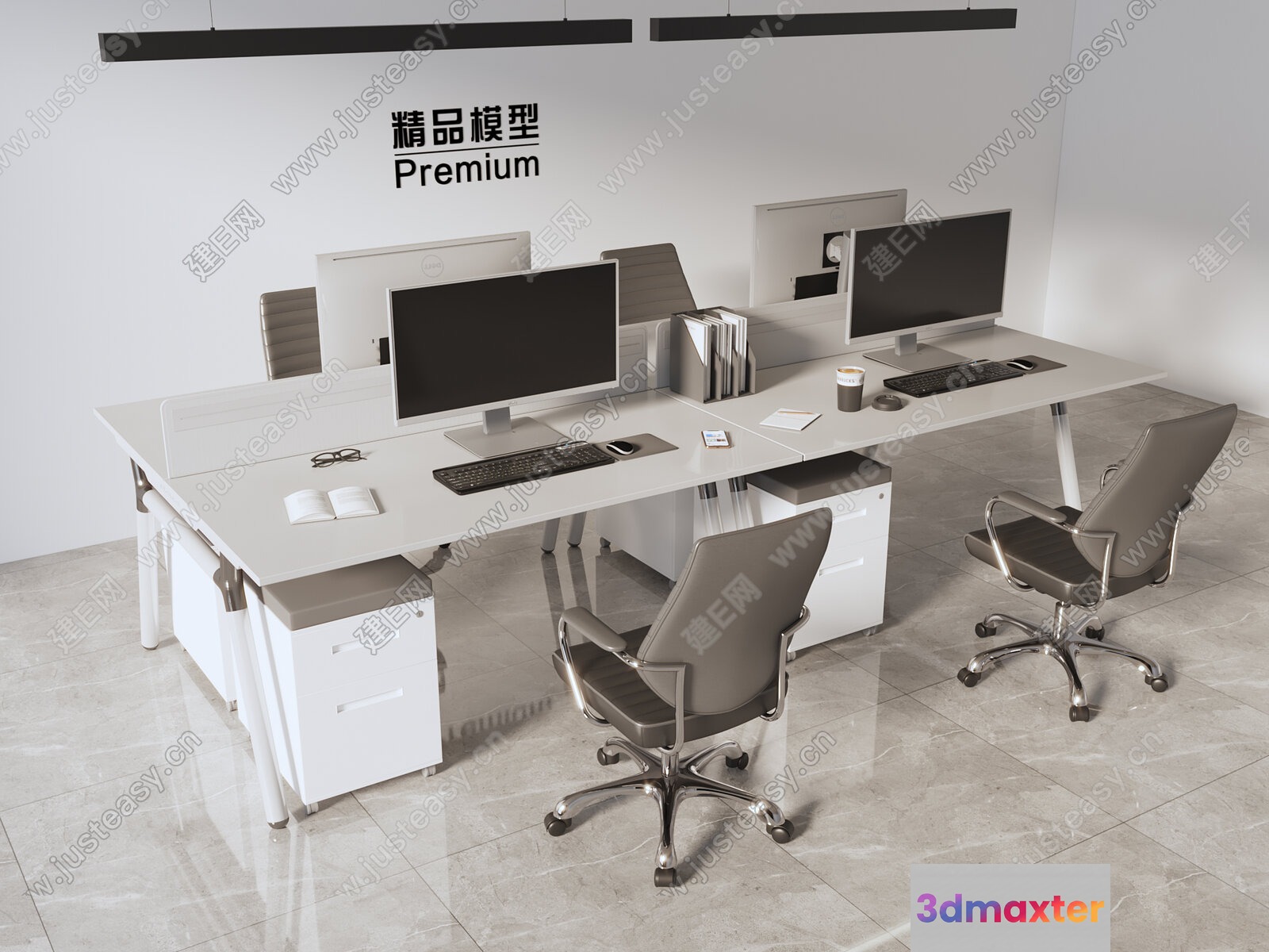 Office Workstations 3D Model - 4089 - VRAY Render