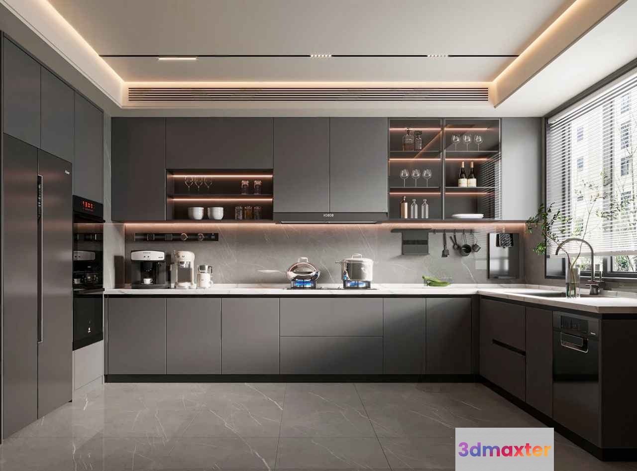 Modern Kitchen 3D Model - 23718 - VRAY Render