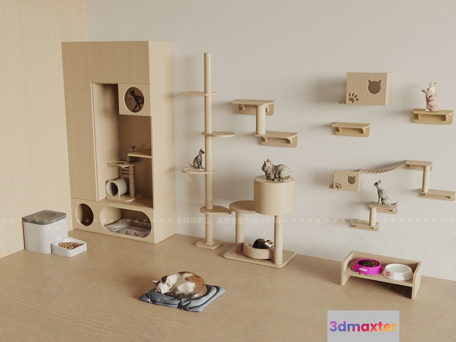Cat Tower 3D Model - 7588 - VRAY Render